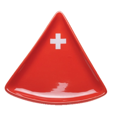 Tányér Svájci kereszt, háromszög alakú, piros színű