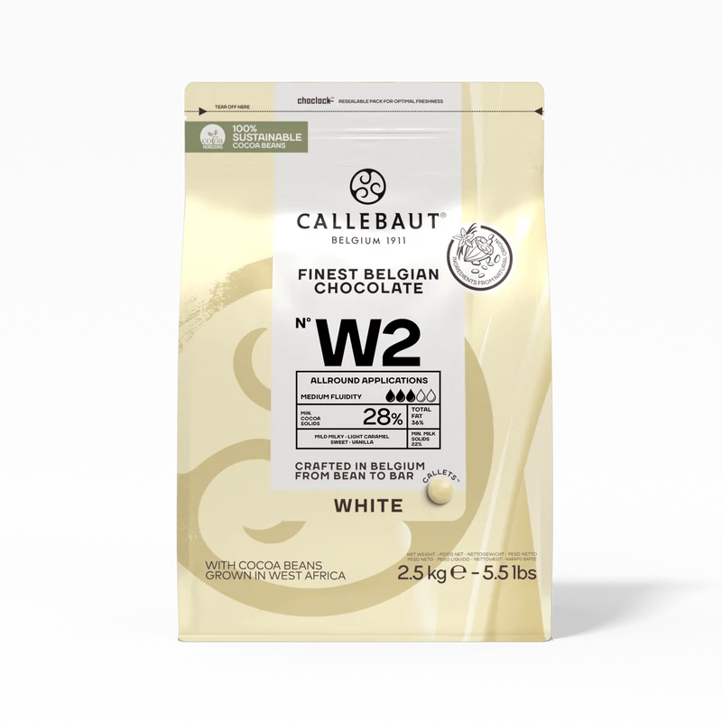 Callebaut belga fehér csokoládé pasztilla, 2.5kg