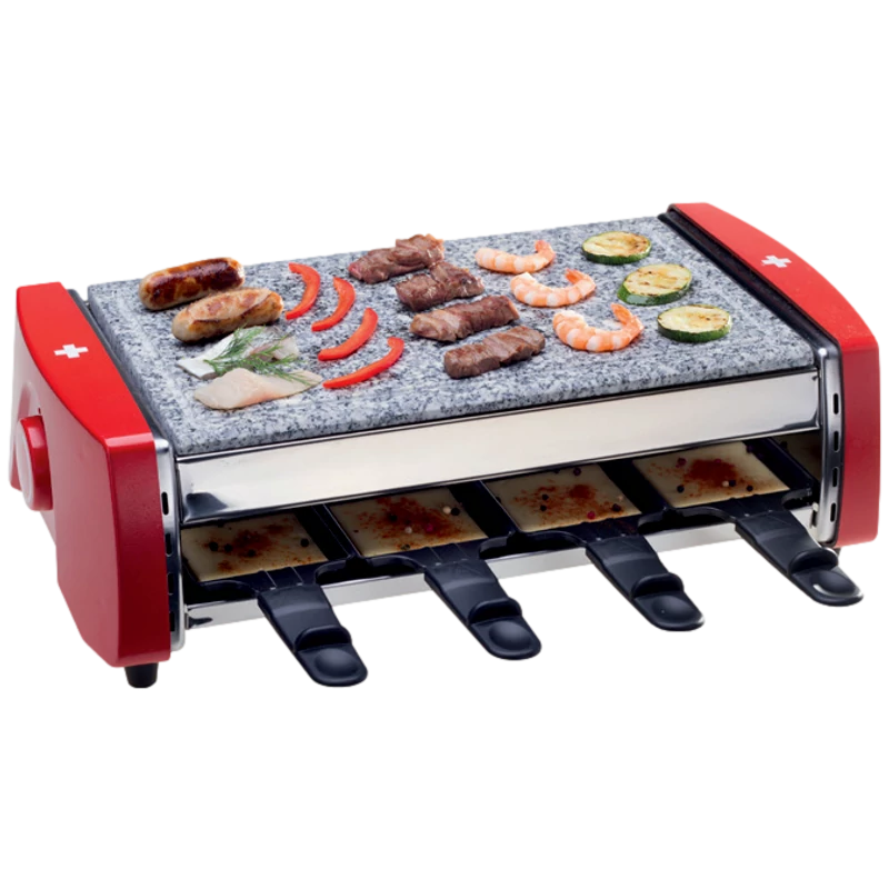Raclette sütő "Svájci kereszt", piros színű, 1500 W