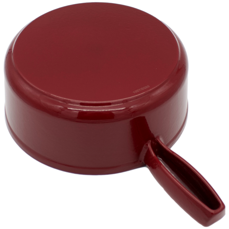 Sajtfondü edény - öntött vas - piros-fehér színű - alulról